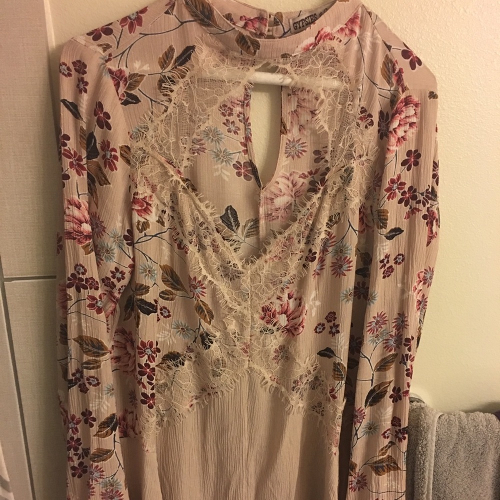 Pink floral bohemian top